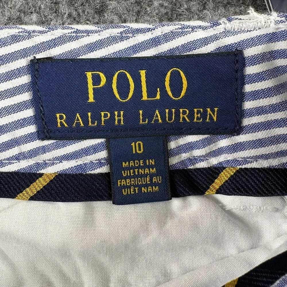 Polo Ralph‎ Lauren Bermuda Shorts Girls 10 Blue White Stretch Classic Resort